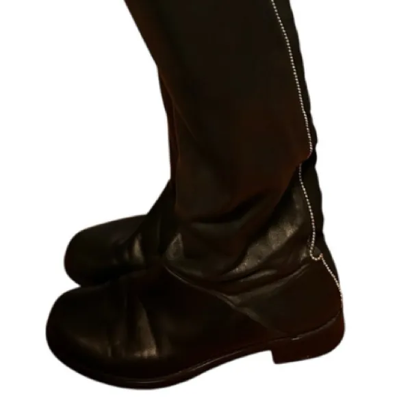 Stuart Weitzman Black Leather knee high boots with silver beads size 9