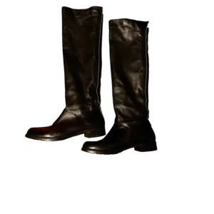 Stuart Weitzman Black Leather knee high boots with silver beads size 9