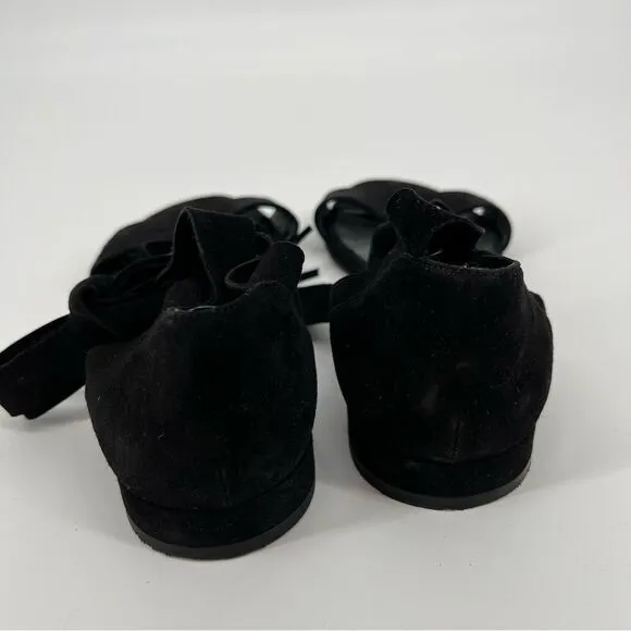 Stuart Weitzman Corbata Black Suede Ankle Wrap Sandals, size 8