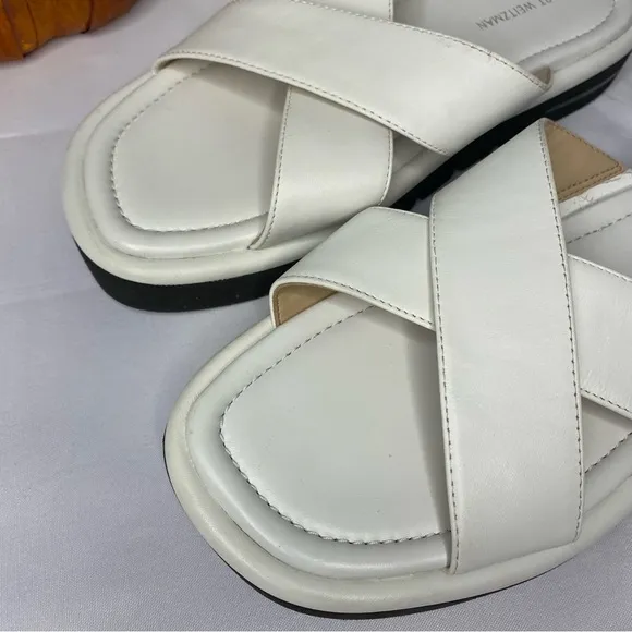Stuart Weitzman Elodie Leather Slide Sandal Womens Size 6