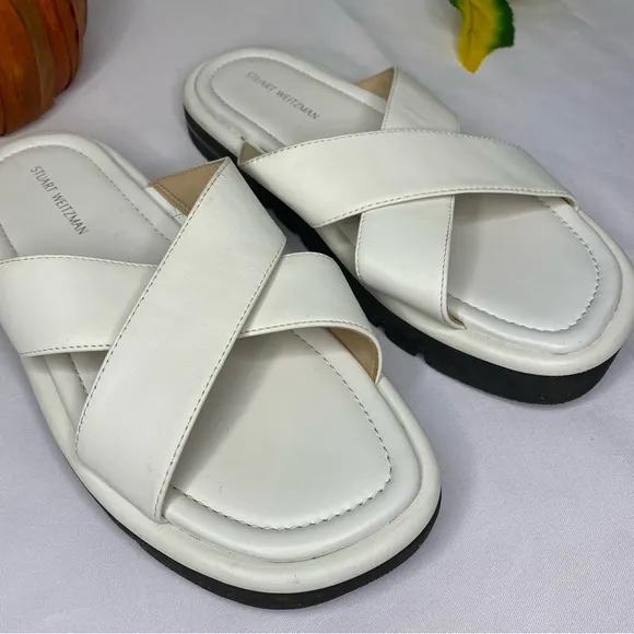 Stuart Weitzman Elodie Leather Slide Sandal Womens Size 6