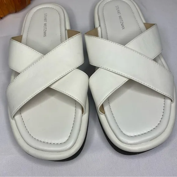 Stuart Weitzman Elodie Leather Slide Sandal Womens Size 6