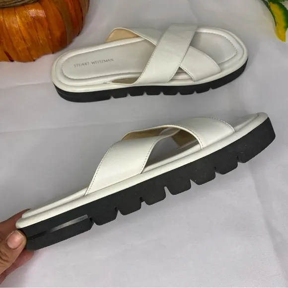 Stuart Weitzman Elodie Leather Slide Sandal Womens Size 6