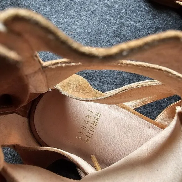 Stuart Weitzman Sandals Size 8.5 Brown Gladiator Lace Neutral Timeless Boho Chic