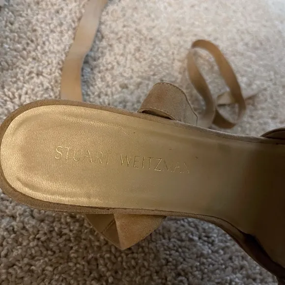 Stuart Weitzman Tan suede wedge heel sandals size 7.5 festival chic boho coastal