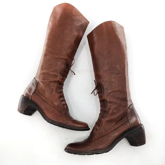 STUART WEITZMAN Vintage Brown Leather Laced Oxford Style Boots