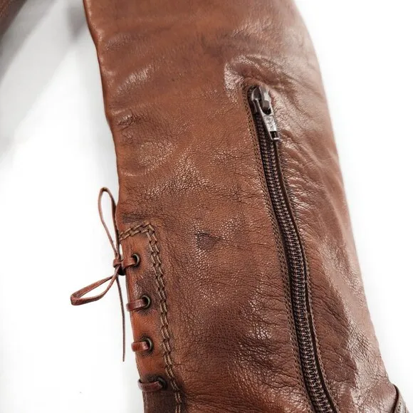STUART WEITZMAN Vintage Brown Leather Laced Oxford Style Boots