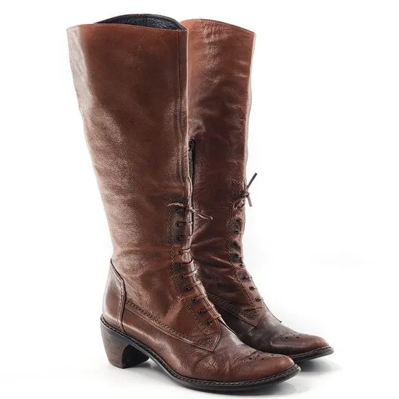 STUART WEITZMAN Vintage Brown Leather Laced Oxford Style Boots