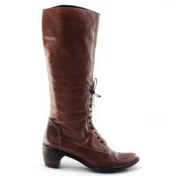STUART WEITZMAN Vintage Brown Leather Laced Oxford Style Boots
