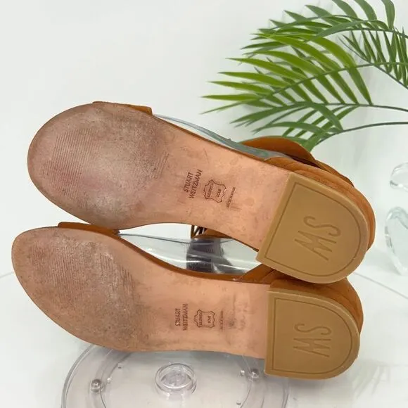 Stuart Weitzman Corbata Sandals Women's 7 Brown Suede Ankle Wrap Boho Hippie
