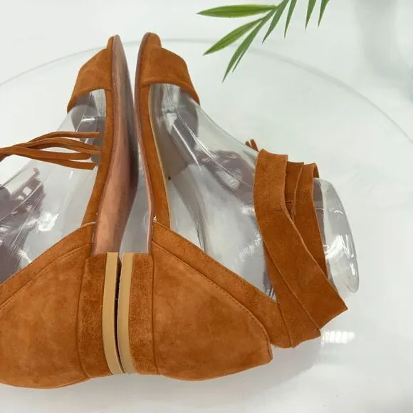 Stuart Weitzman Corbata Sandals Women's 7 Brown Suede Ankle Wrap Boho Hippie