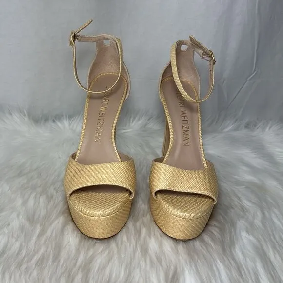 Stuart Weitzman Women's Straw Platform Sandals Sz 9