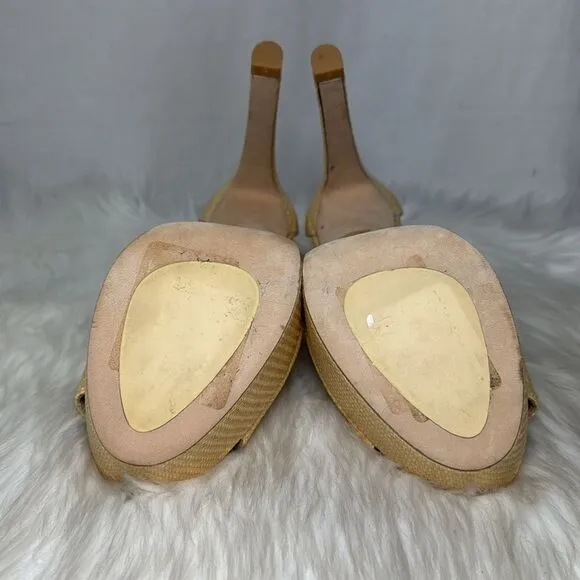 Stuart Weitzman Women's Straw Platform Sandals Sz 9
