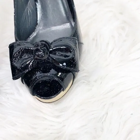 Stuart Weitzman Black Patent Leather Platform Heel