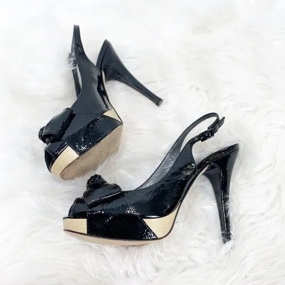 Stuart Weitzman Black Patent Leather Platform Heel