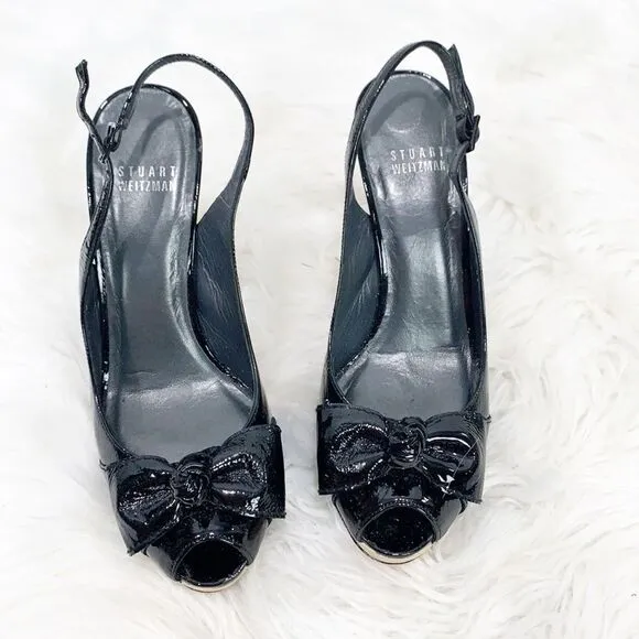 Stuart Weitzman Black Patent Leather Platform Heel