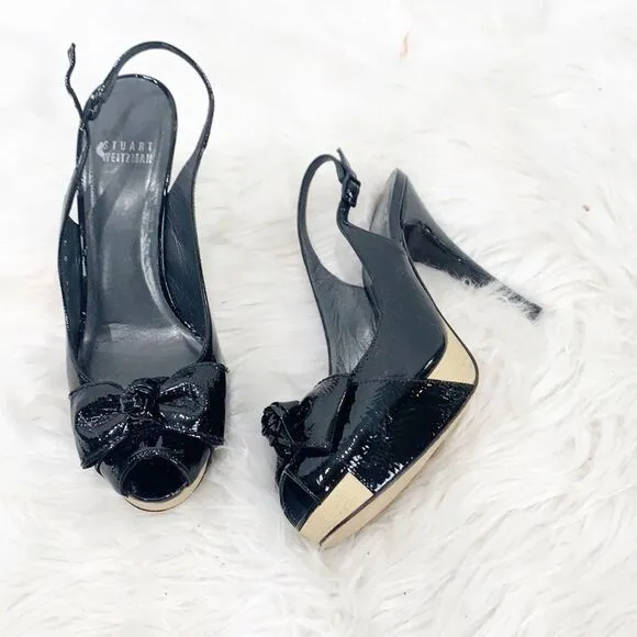 Stuart Weitzman Black Patent Leather Platform Heel