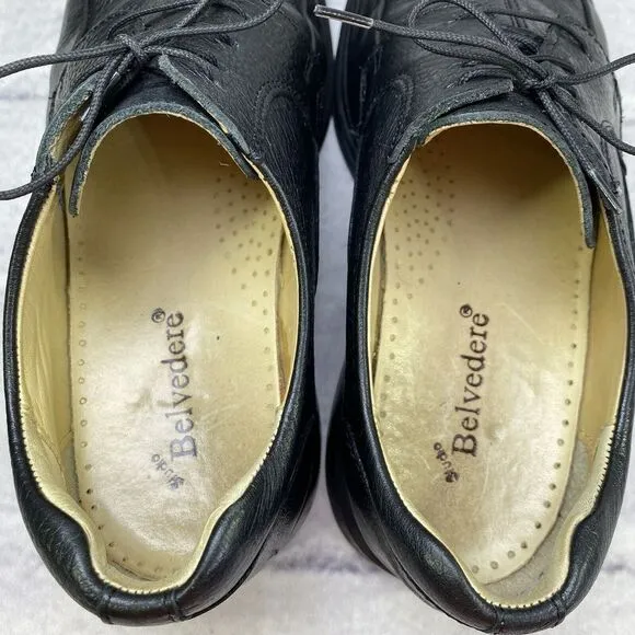 Studio Belvedere Bay Bridge Dress Shoes Black Leather Oxford Mens Size 10 D‎