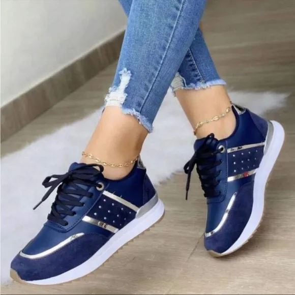 Stylish Black and Gold Women's Sneakers