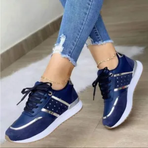 Stylish Blue and Gold Women's Sneakers