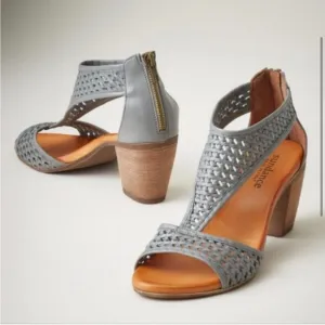 Sundance Gray Woven Leather Sandals US 9-9.5 Boho Chic Coastal