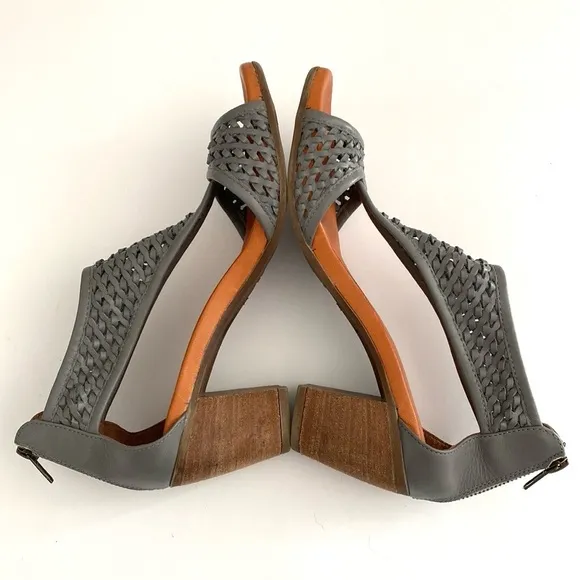 Sundance Gray Woven Leather Sandals US 9-9.5 Boho Chic Coastal
