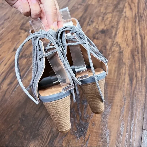 Sundance • Stormy Sandals open toe ankle booties heel grey suede leather boho