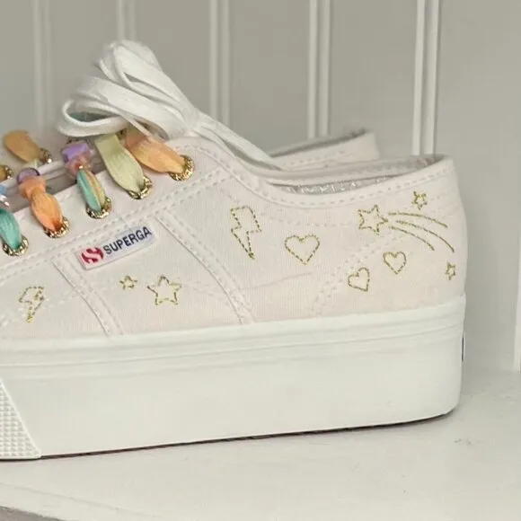 SUPERGA   LOVESHACKFANCY 2790 SZ 8.5 NWT Platform Sneaker, Fantasia Collection
