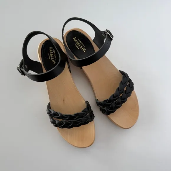 Swedish Hasbeens Tanja Debutant Black Sandals size 37