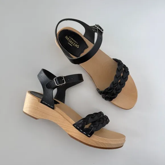 Swedish Hasbeens Tanja Debutant Black Sandals size 37