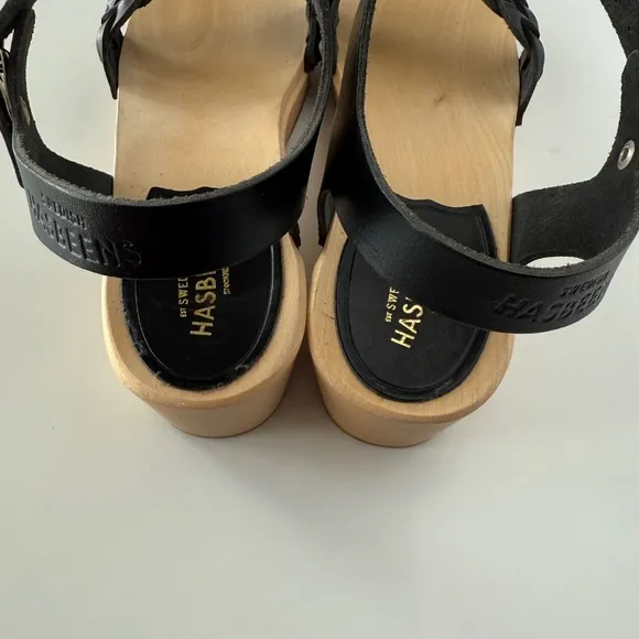 Swedish Hasbeens Tanja Debutant Black Sandals size 37
