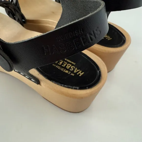 Swedish Hasbeens Tanja Debutant Black Sandals size 37