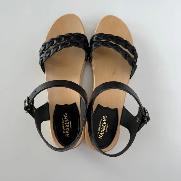 Swedish Hasbeens Tanja Debutant Black Sandals size 37