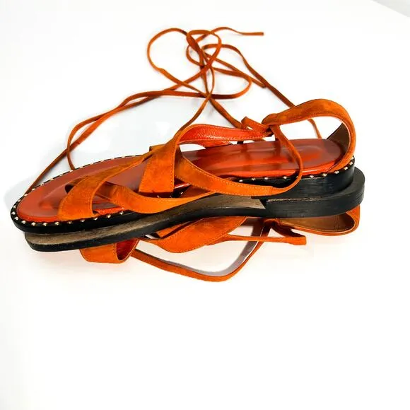 Tamara Mellon Sandals 35 Geo Suede Womens Gladiator Studded Capsule Luxury Boho