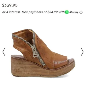Tan Leather Peep-Toe Ankle Boots
