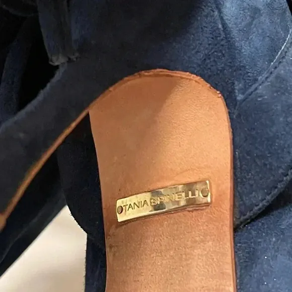 Tania Spinelli Italian Navy blue tall suede boots with chic style