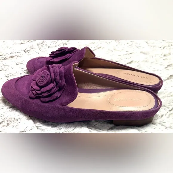 Taryn Rose Blythe Mules Violet Suede Leather Classy Chic FeminineWomen Size 7.5