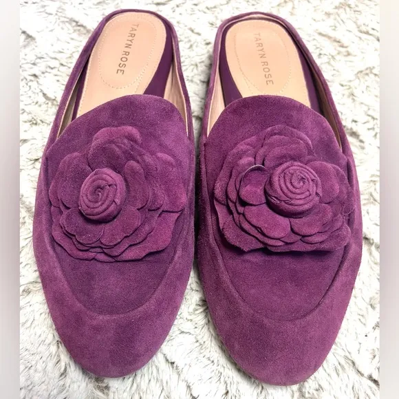 Taryn Rose Blythe Mules Violet Suede Leather Classy Chic FeminineWomen Size 7.5