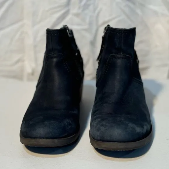 Teva Black Leather Ankle Booties Women’s Size 7.5 Moto Western Boho Chic Boots