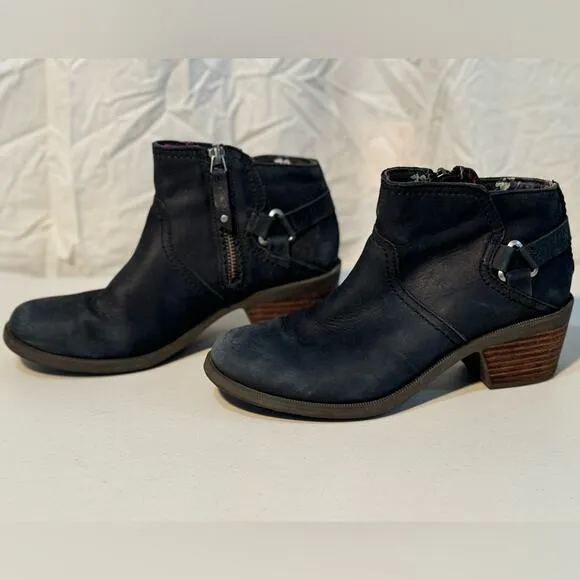Teva Black Leather Ankle Booties Women’s Size 7.5 Moto Western Boho Chic Boots