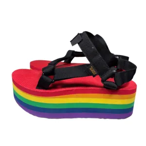 Teva Flatform Universal Rainbow Pride Platform Sandals, Size 9, Rainbow‎