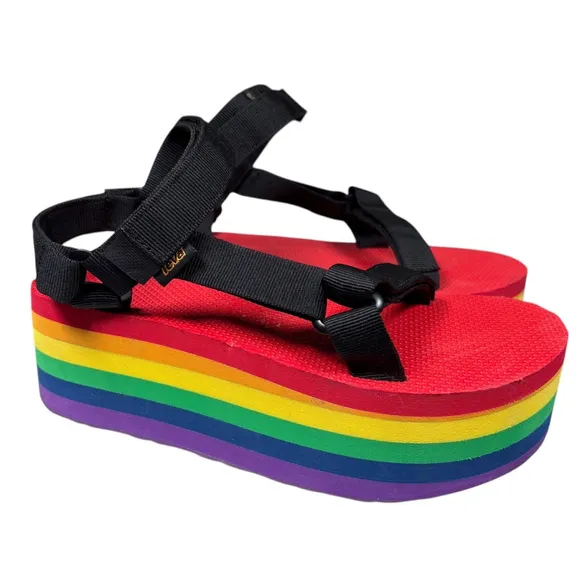 Teva Flatform Universal Rainbow Pride Platform Sandals, Size 9, Rainbow‎