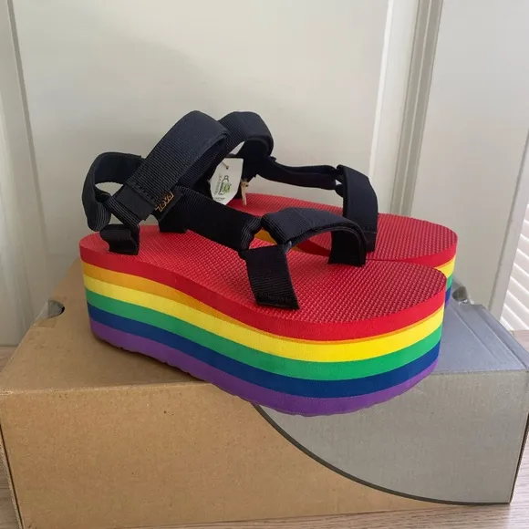 Teva Rainbow  “Pride” Platform Sandal Shoes - Women 6