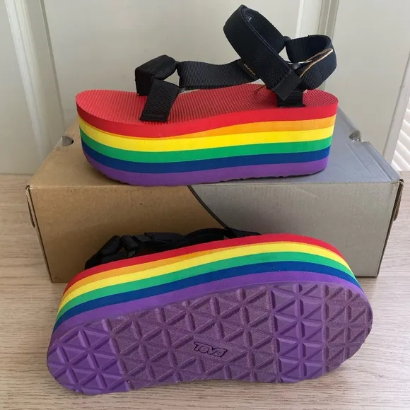Teva Rainbow  “Pride” Platform Sandal Shoes - Women 6