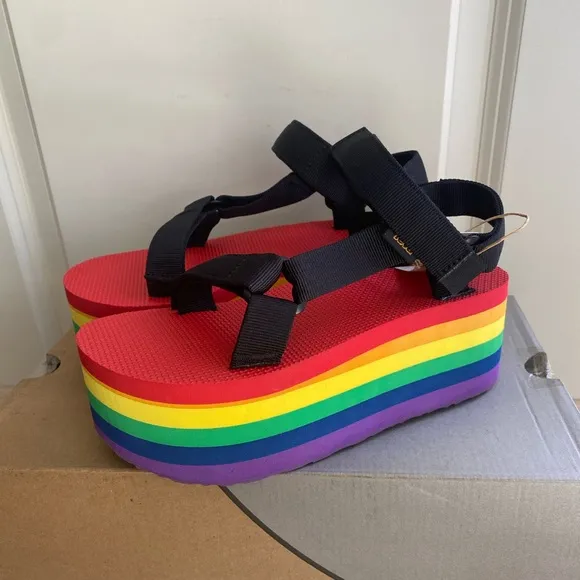 Teva Rainbow  “Pride” Platform Sandal Shoes - Women 6