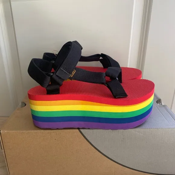 Teva Rainbow  “Pride” Platform Sandal Shoes - Women 6