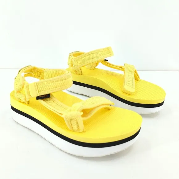 Teva Women Universal Platform Flatform Sandals Limelight Yellow 1102451 NEW FLAW