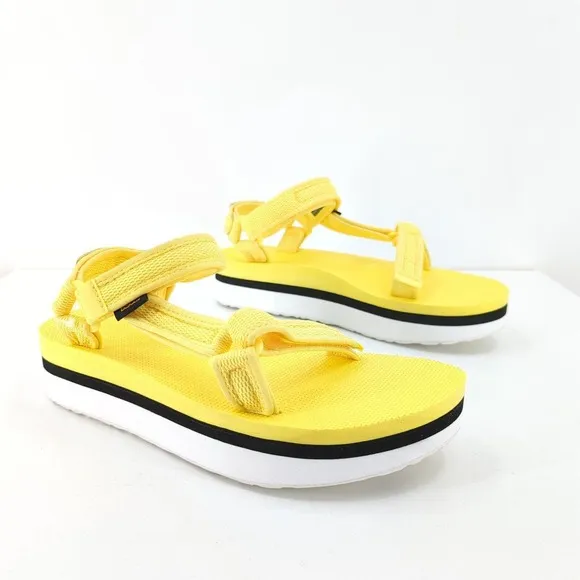 Teva Women Universal Platform Flatform Sandals Limelight Yellow 1102451 NEW FLAW