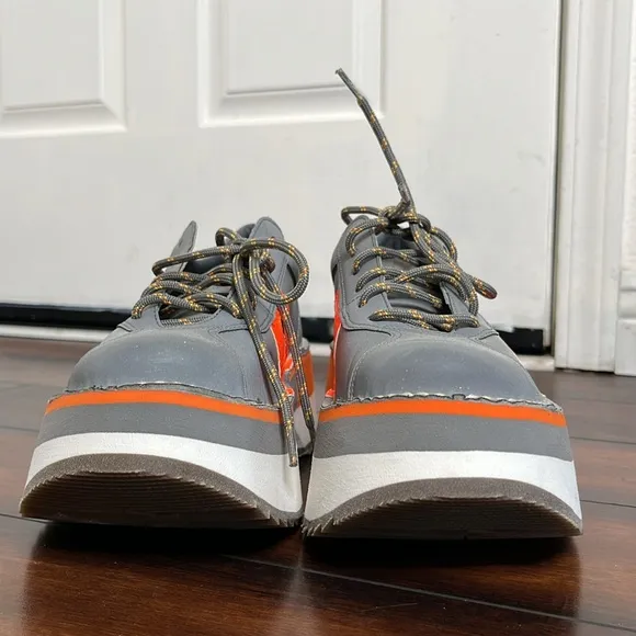 The Art Company Chunky Platform Lace Up Shoes Fantasy Reflecting Orange size 38