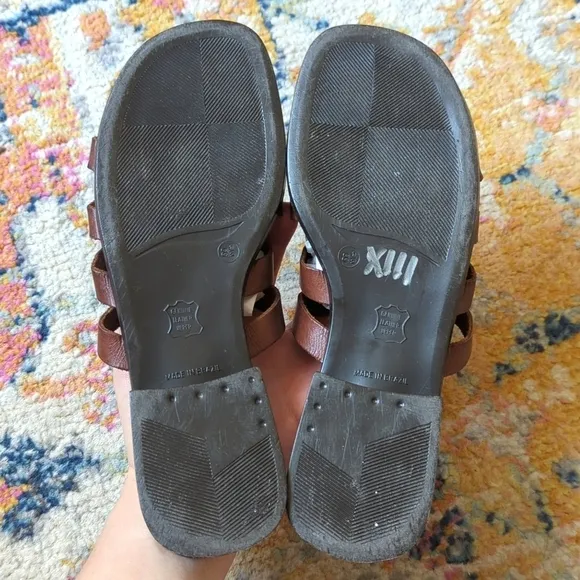 The Leather Collection 90's Vintage Strappy Leather Slide Sandals Brown 8.5
